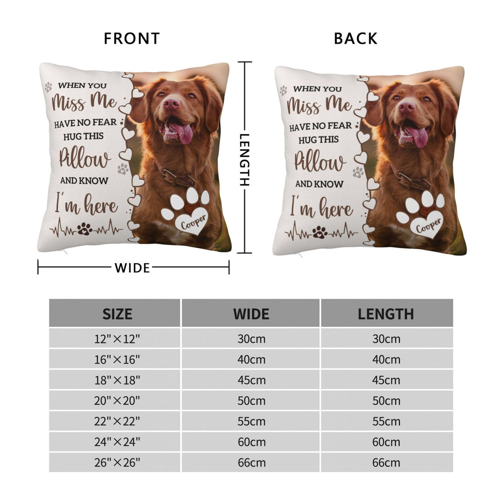 Custom Pet Memorial Throw Pillow with Photo & Name | Two-Sided Personalized Pillowcase for Dog or Cat, In Loving Memory Gift