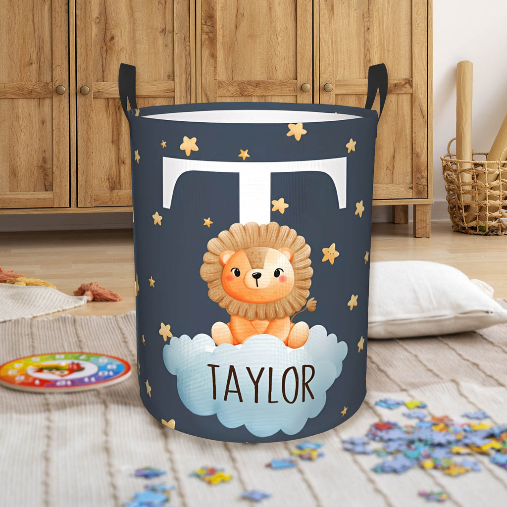 Custom Name Forest Animal Laundry Hamper & Toy Organizer for Kids | Collapsible Storage Basket with Handles, Adorable Nursery & Bedroom Decor