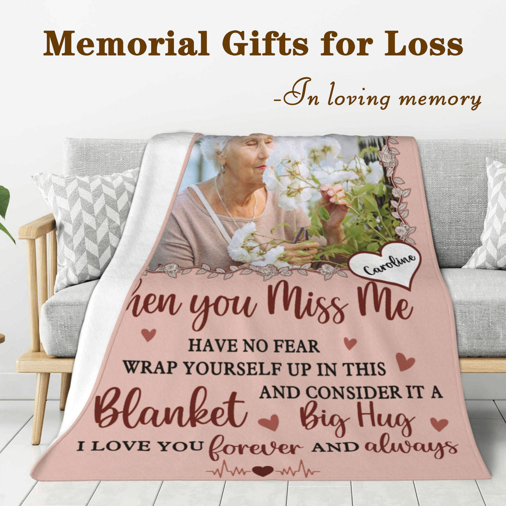 Personalized Memorial Blanket with Photos - In Loving Memory Flannel Throw, Sympathy & Remembrance Gift