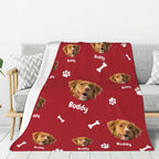 Personalized Dog Blanket with Picture - Custom Photo & Name Flannel Throw for Large or Small Dogs, Thoughtful Gift for Dog Mom Cat Dad (Style 1)