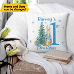 Personalized Beatrix Potter Peter Rabbit Throw Pillow - Custom Name Soft Pillow for First Christmas, Baby Shower or Nursery Gift