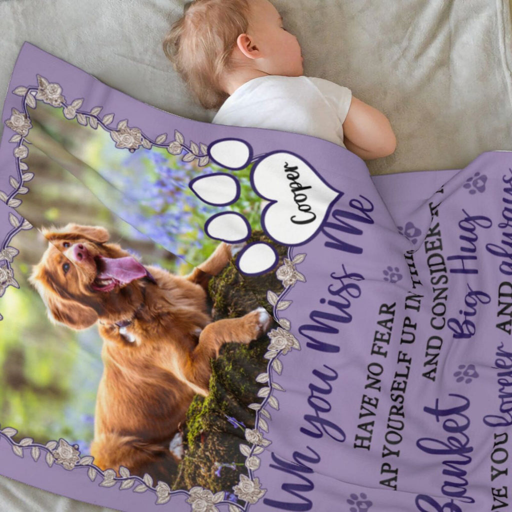 Personalized Pet Memorial Blanket with Photo - Flannel Sympathy Throw for Pet Loss, Remembrance Gift to Honor Your Dog or Cat