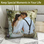 Custom Photo & Text Pillow Double-Sided | Personalized Love Keepsake for Couples, with Optional Insert