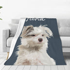 Custom Pet Blanket with Photo & Name | Personalized Flannel Throw for Dogs, Best Memorial or Gift for Pet Owners (Style 2)