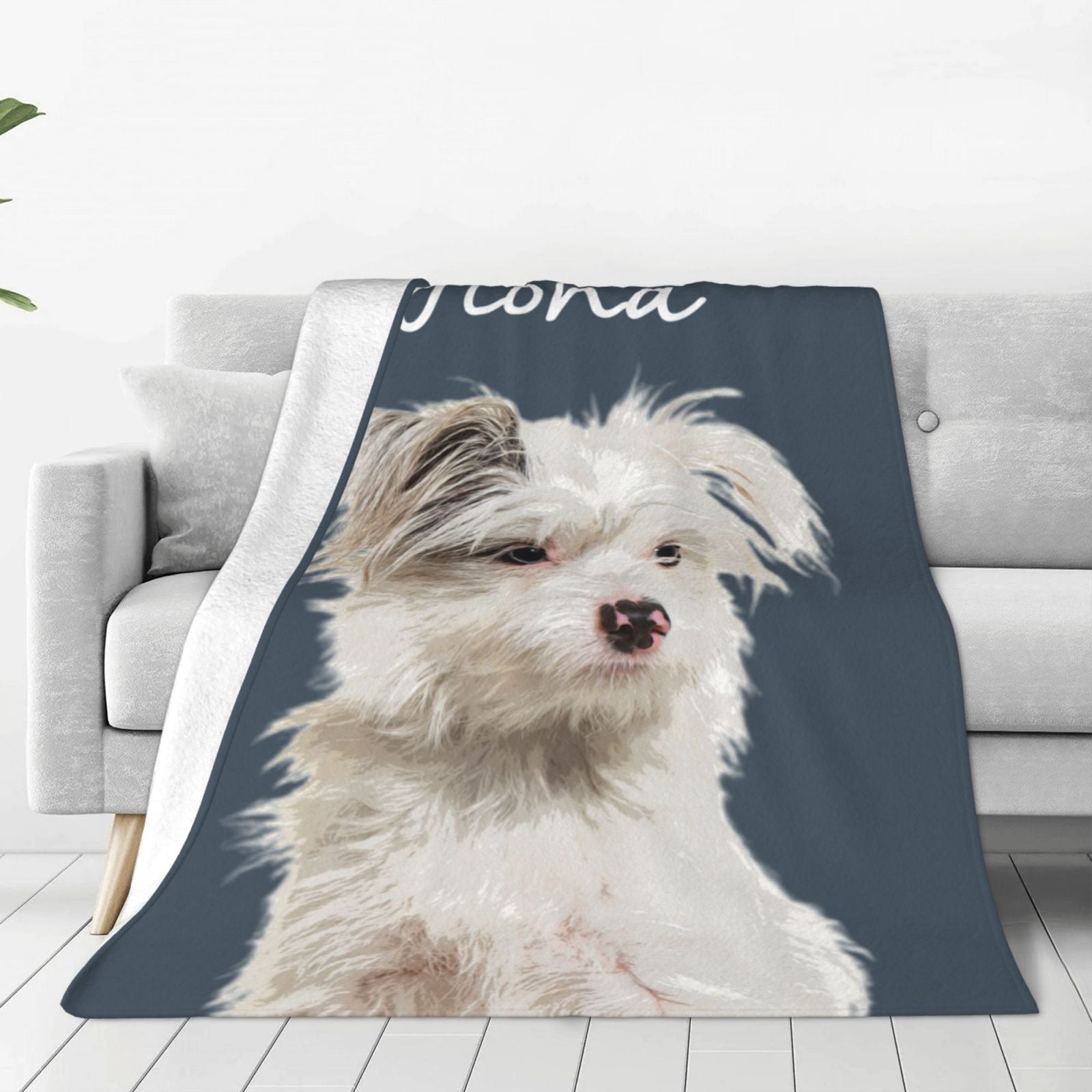 Custom Pet Blanket with Photo & Name | Personalized Flannel Throw for Dogs, Best Memorial or Gift for Pet Owners (Style 2)