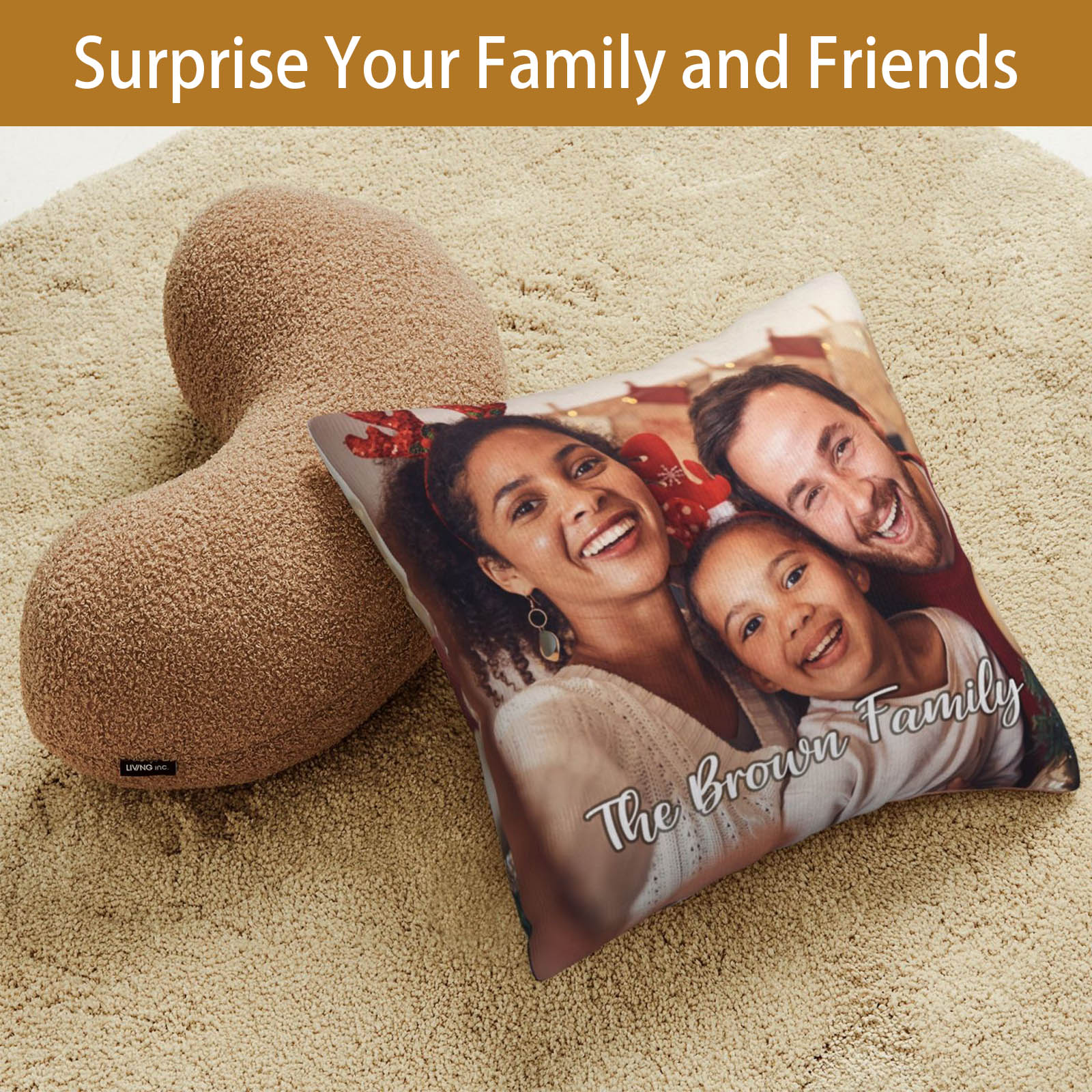 Custom Photo & Text Pillow Double-Sided | Personalized Love Keepsake for Couples, with Optional Insert