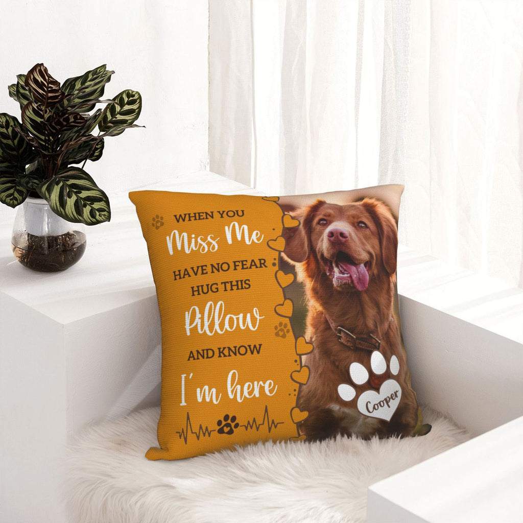Custom Pet Memorial Throw Pillow with Photo & Name | Two-Sided Personalized Pillowcase for Dog or Cat, In Loving Memory Gift