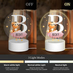 Luz nocturna infantil con nombre personalizado de animales del bosque | Control táctil, lámpara acrílica de 3 colores cambiantes