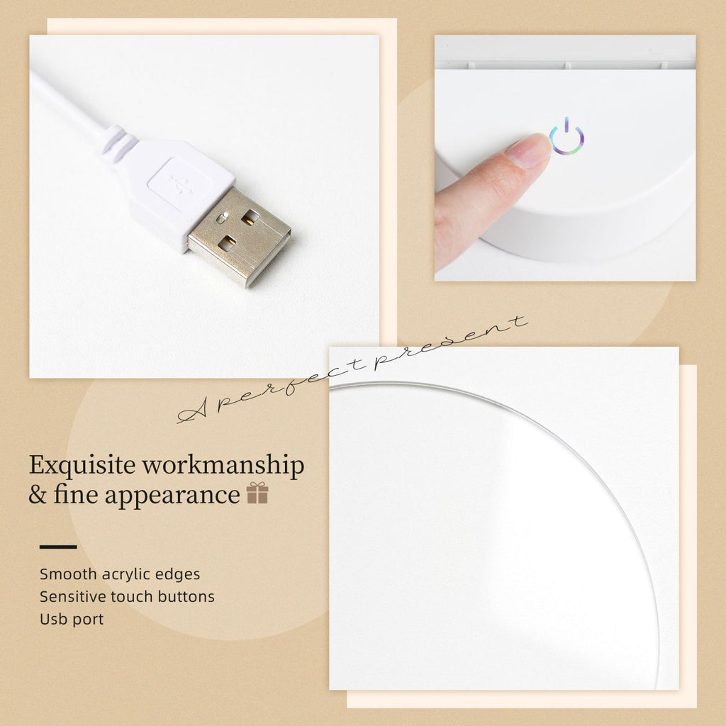 Luz nocturna infantil con nombre personalizado de animales del bosque | Control táctil, lámpara acrílica de 3 colores cambiantes