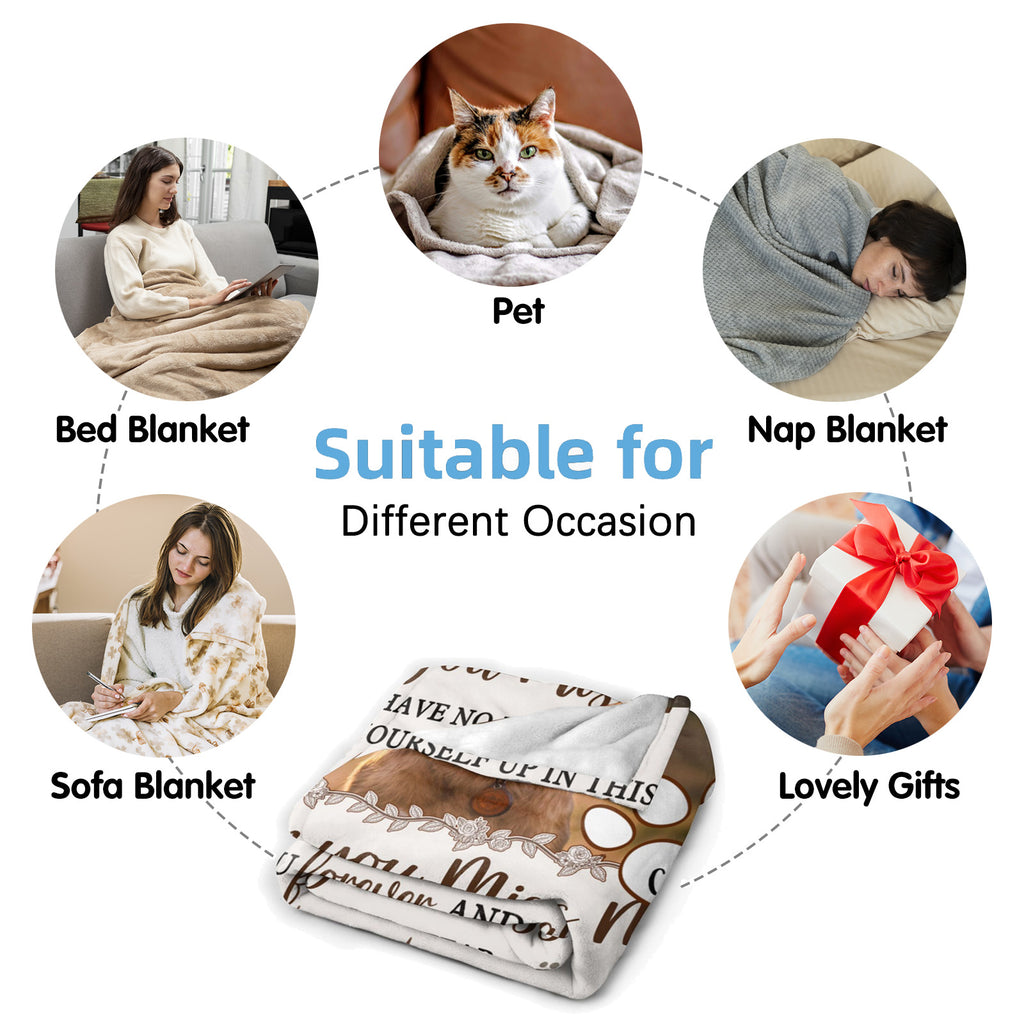 Personalized Pet Memorial Blanket with Photo - Flannel Sympathy Throw for Pet Loss, Remembrance Gift to Honor Your Dog or Cat