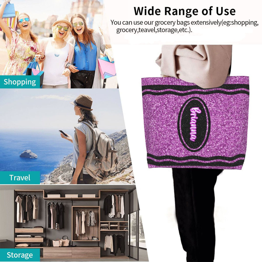 Custom reusable crayon tote bag for shopping, travel and storage, versatile daily bag