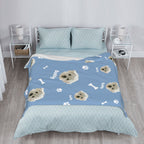 Custom pet photo blanket laid flat, modern cozy decor for living room and bedroom