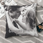 Custom photo pillow featuring romantic couple memories, perfect personalized gift for anniversaries and Valentine’s Day