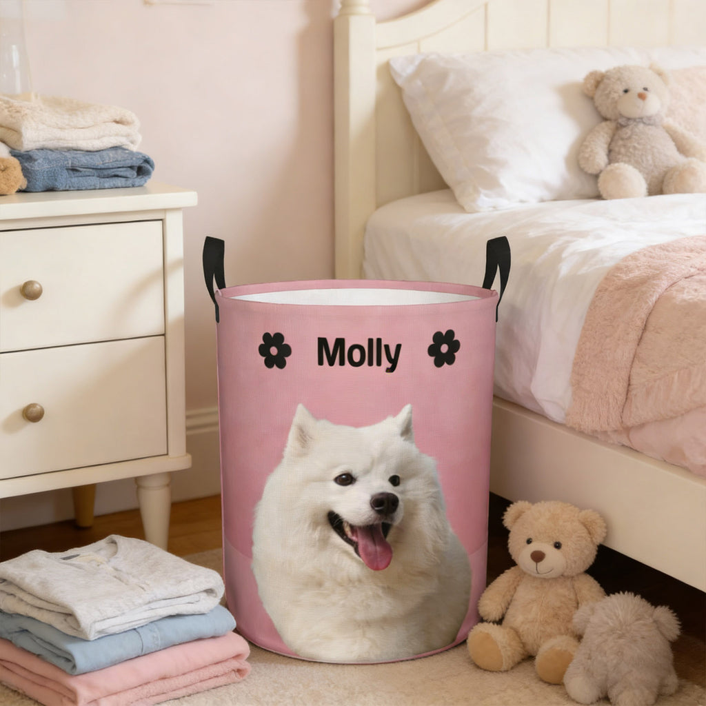 Versatile personalized dog basket for various household storage, suitable for living room, bedroom and nursery organization