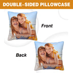 Double-sided printed custom photo pillow with text, durable and meaningful home decor