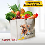 Large capacity highland cow tote bag with ample space for daily essentials and groceries