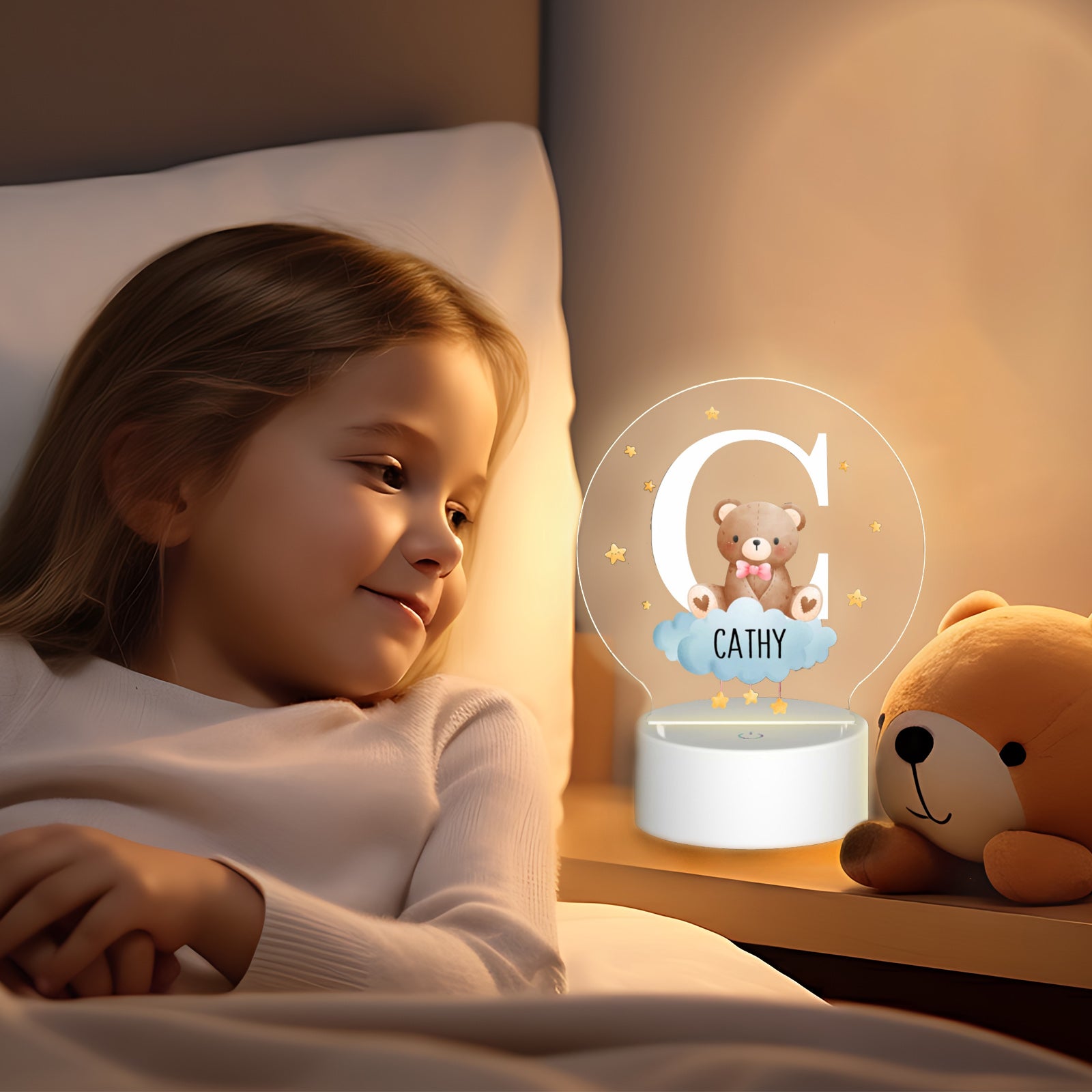 Personalized kids night light as thoughtful gift, comforting sleep companion for little children