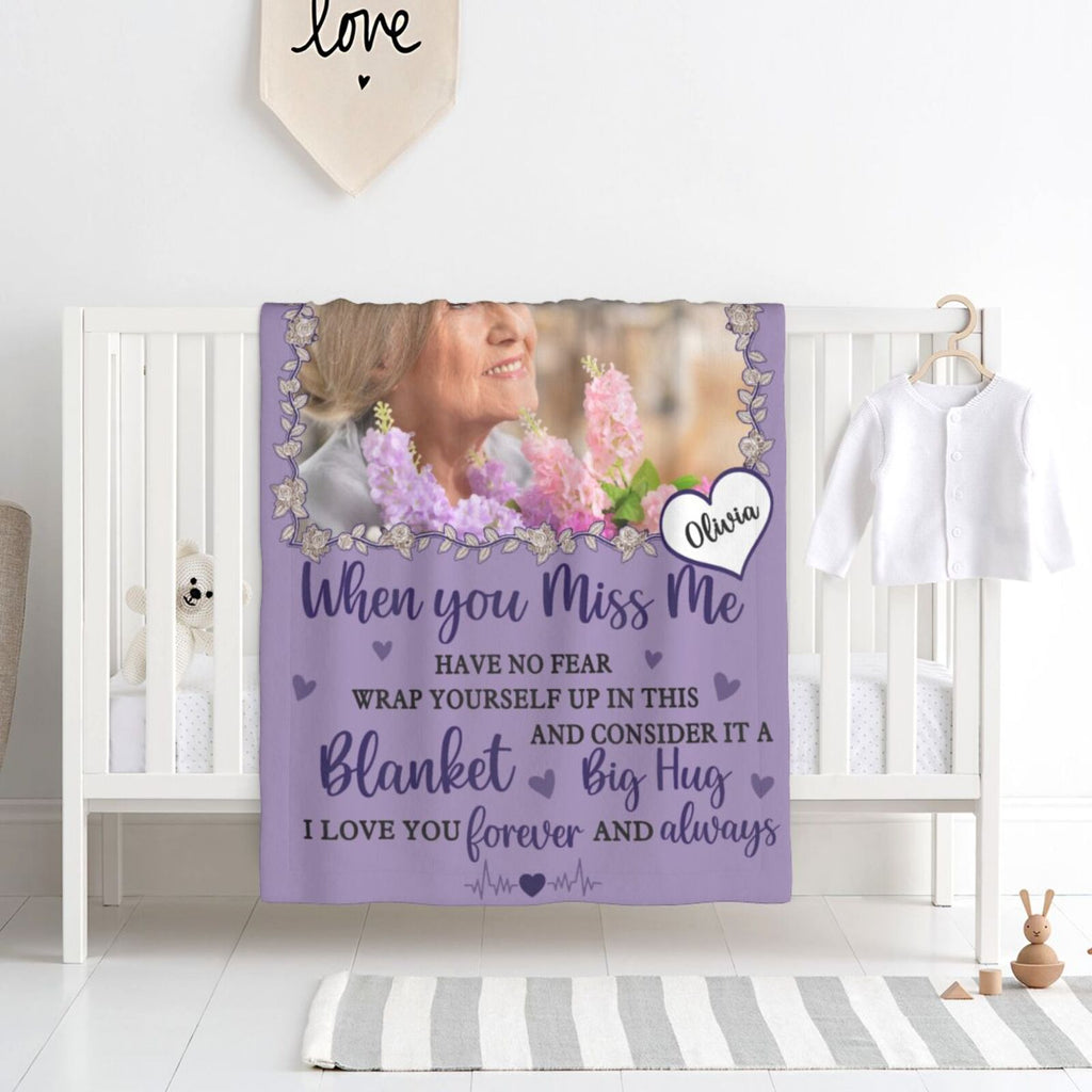 Sentimental quote on custom memorial blanket, warm comfort for grieving family and friends