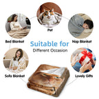 Custom pet blanket perfect for daily use,  bed, sofa, naps, travel and gift giving.
