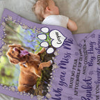 Baby wrapped in custom pet memorial blanket, gentle comforting presence for peaceful sleep and loving memory
