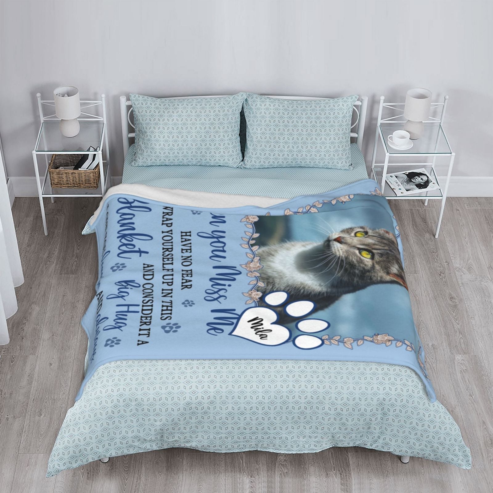 Complete custom pet memorial blanket, warm keepsake to honor your beloved pet