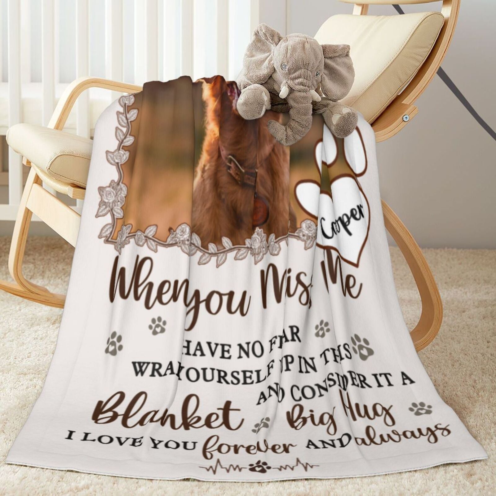 Plush flannel fabric of pet memorial blanket, warm and gentle for comforting pet lovers