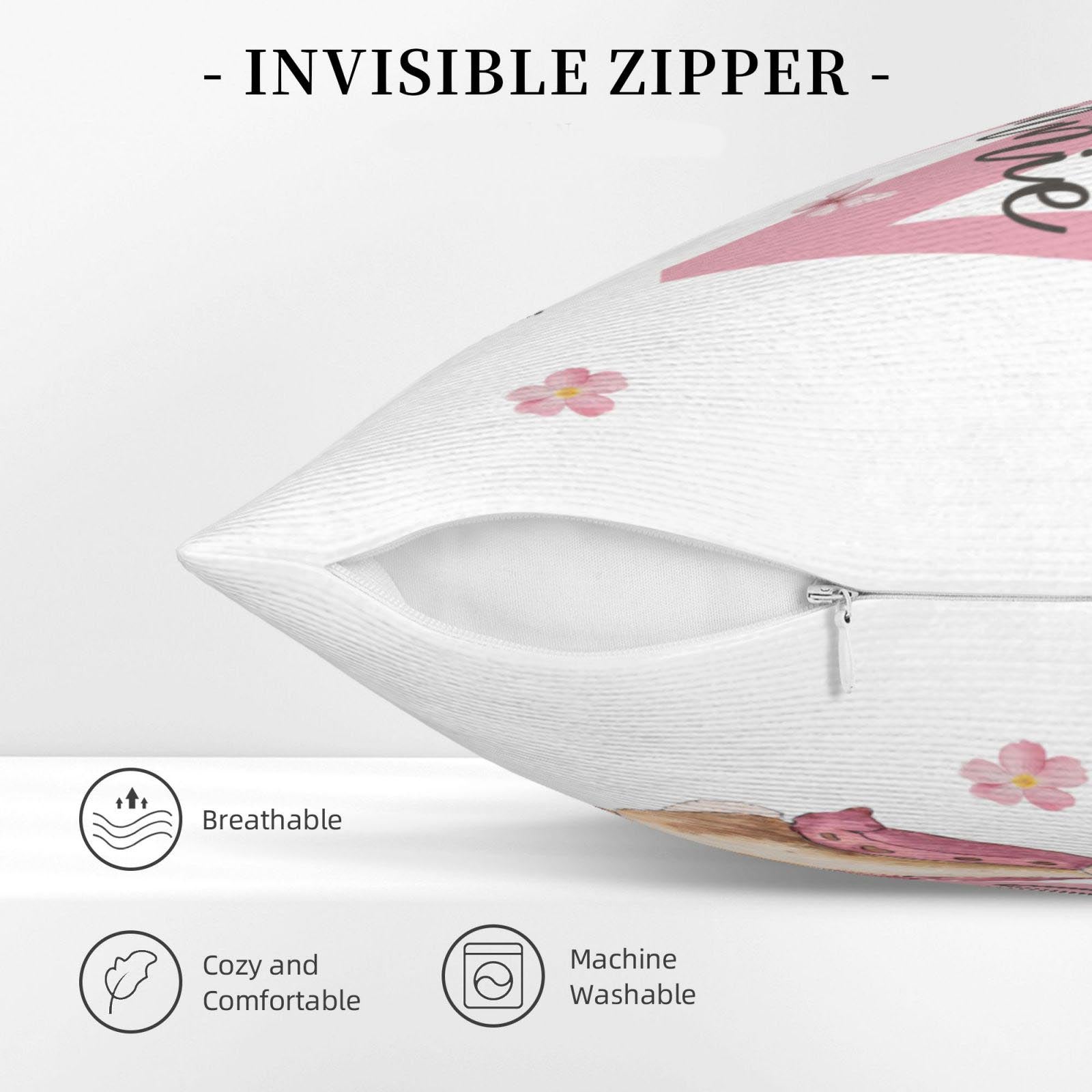 Invisible zipper design on Peter Rabbit custom pillow, easy to remove and wash cover