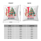 Double-sided printed Peter Rabbit pillow with size chart, multiple sizes available for nursery and home decor